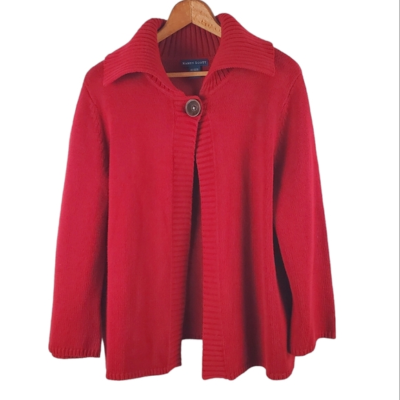 Karen Scott Women's Knit Cardigan. Red. MED - Picture 1 of 11